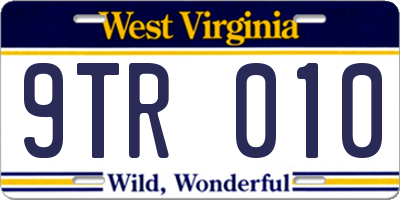 WV license plate 9TR010