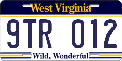 WV license plate 9TR012