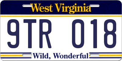 WV license plate 9TR018