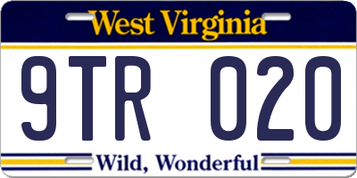 WV license plate 9TR020