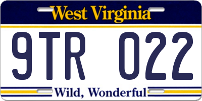 WV license plate 9TR022