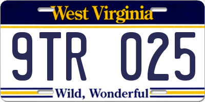 WV license plate 9TR025