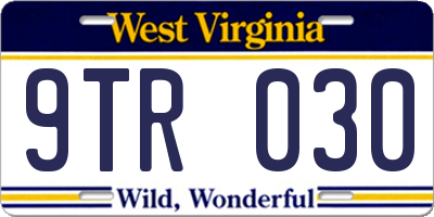WV license plate 9TR030