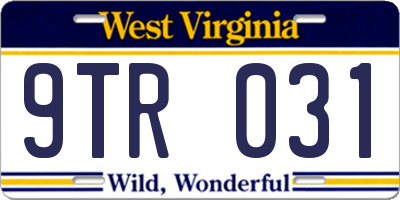 WV license plate 9TR031