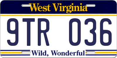 WV license plate 9TR036