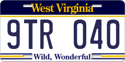 WV license plate 9TR040