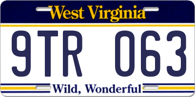 WV license plate 9TR063