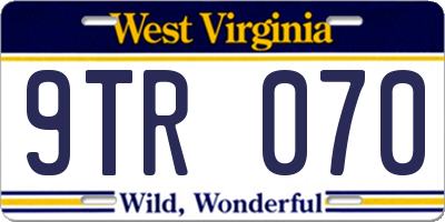WV license plate 9TR070