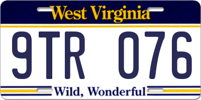 WV license plate 9TR076