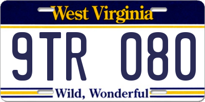 WV license plate 9TR080