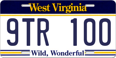 WV license plate 9TR100
