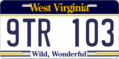 WV license plate 9TR103