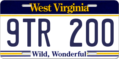 WV license plate 9TR200