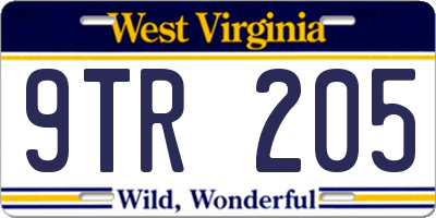 WV license plate 9TR205