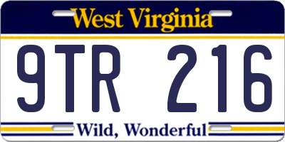 WV license plate 9TR216