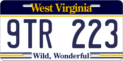 WV license plate 9TR223