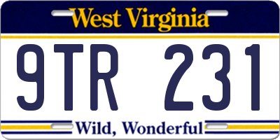 WV license plate 9TR231