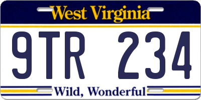 WV license plate 9TR234