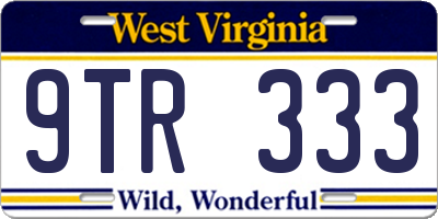 WV license plate 9TR333