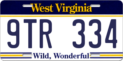 WV license plate 9TR334