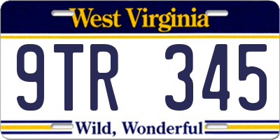 WV license plate 9TR345