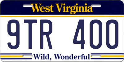 WV license plate 9TR400