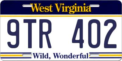 WV license plate 9TR402