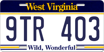 WV license plate 9TR403