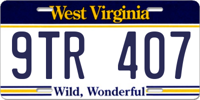 WV license plate 9TR407