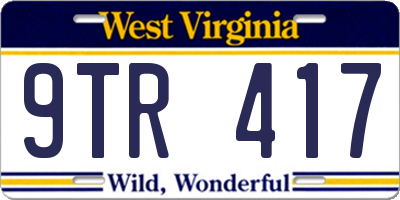 WV license plate 9TR417