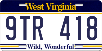 WV license plate 9TR418