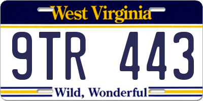 WV license plate 9TR443