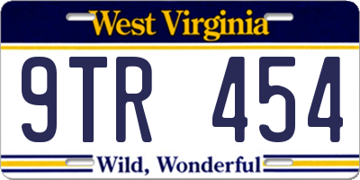 WV license plate 9TR454