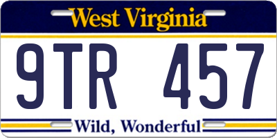 WV license plate 9TR457