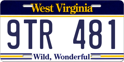 WV license plate 9TR481