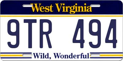 WV license plate 9TR494
