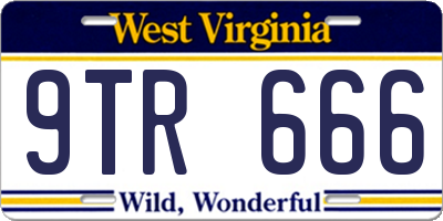 WV license plate 9TR666