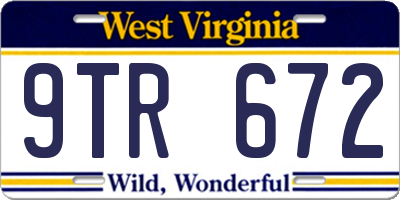 WV license plate 9TR672