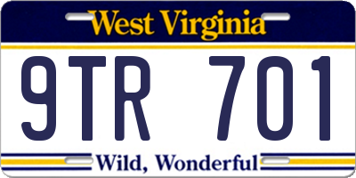 WV license plate 9TR701