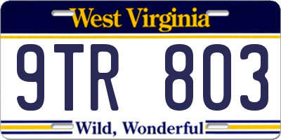 WV license plate 9TR803