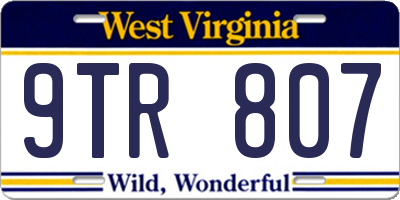 WV license plate 9TR807