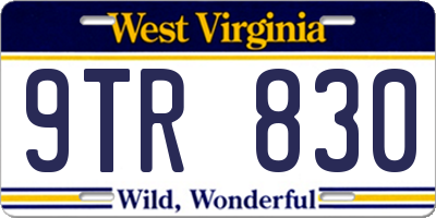 WV license plate 9TR830