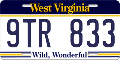 WV license plate 9TR833