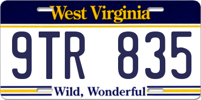 WV license plate 9TR835
