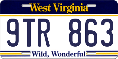 WV license plate 9TR863