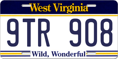 WV license plate 9TR908