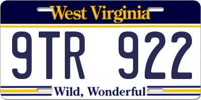 WV license plate 9TR922