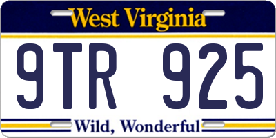 WV license plate 9TR925