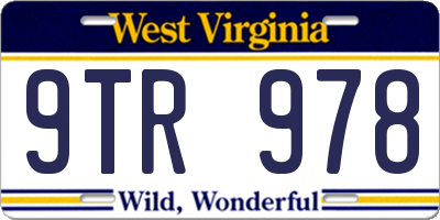 WV license plate 9TR978