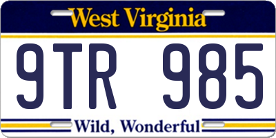 WV license plate 9TR985